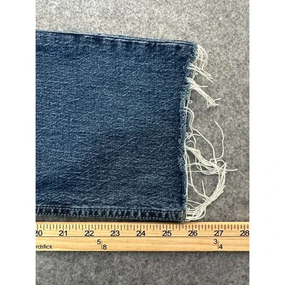 GAP Cheeky Straight High Rise Cropped Jeans 10R/31 Dark Wash Raw Hem Button Fly - Picture 4 of 13